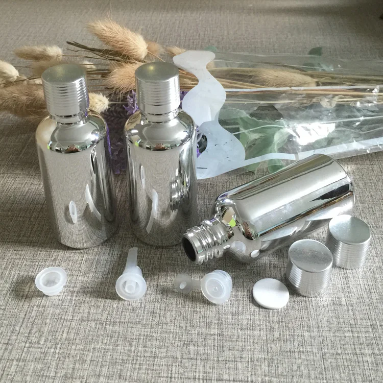 

50pieces/lot 50ml High temperature silver plated Essential oil glass bottle, 50 ml glass essentical oil bottle wholesale