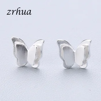 

ZRHUA 925 Sterling Silver Splicing Butterfly Stud Earrings For Women Casual Style Girl Earings Personality silver-jewelry Bijoux