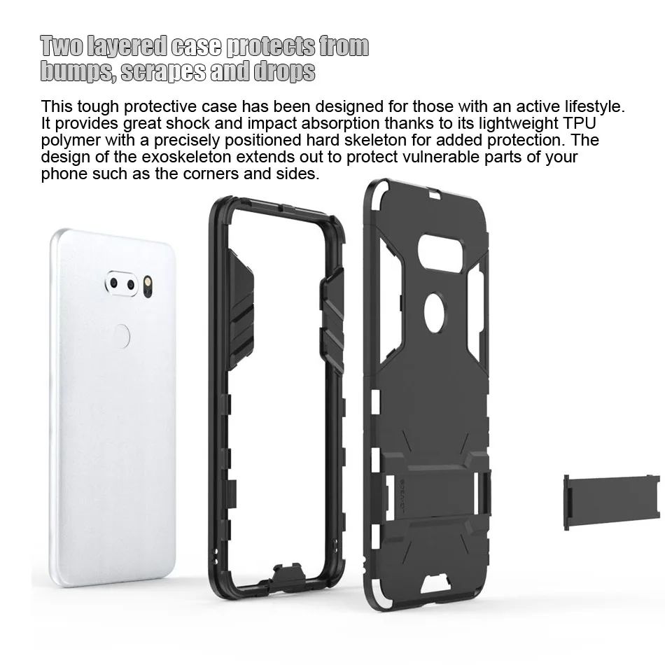 Сверхмощный армированный чехол задняя крышка для LG V30S ThinQ 2 в 1 Жесткий ПК и мягкий