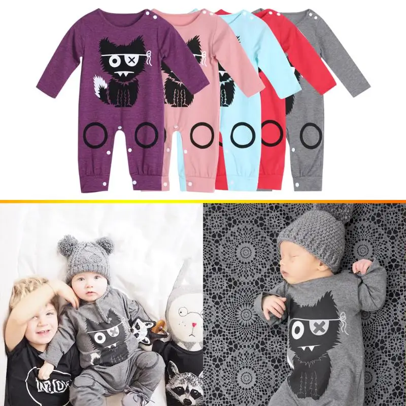 

1 pcs printed long sleeve baby rompers newborn cotton baby girl clothing 2018 fashion baby boy clothes jumpsuit infant clothing