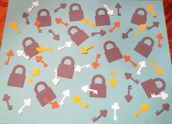 

3 Color Key and Padlock Confetti wedding birthday bridal baby shower party Table decor scrapbooking favors