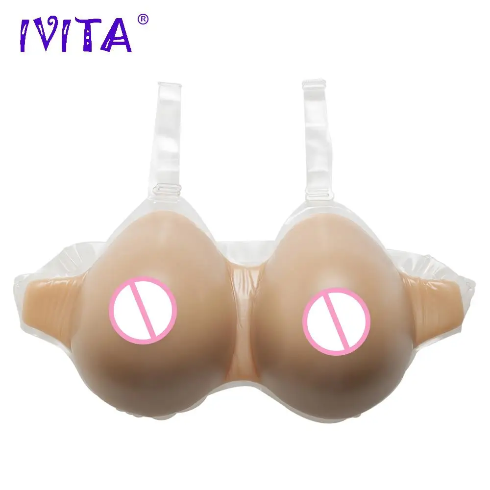

IVITA 4600g Suntan Silicone Breast Form With Shoulder Straps For Mastectomy Crossdresser Transgender Ladyboy Hot False Breasts