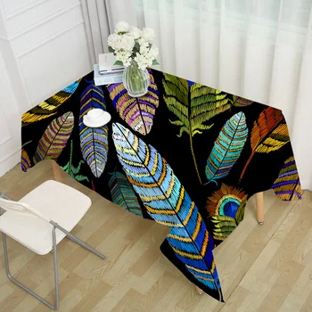 

Feather Print Decorative Table Cloth Polyester Tablecloth Rectangle Dining Table Cover for Kitchen Home Decor toalha de mesa