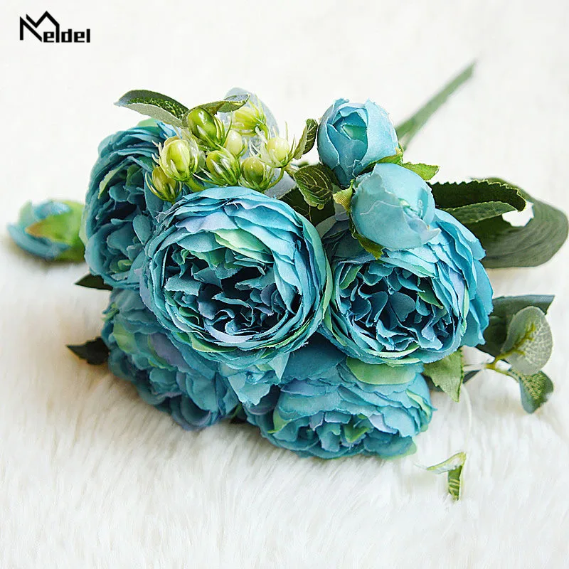 silk flowers artificial peonies bouquet rose wedding home decoration (8)