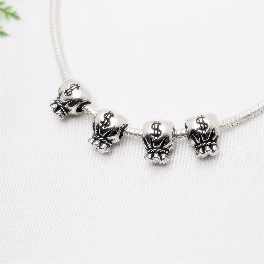 Винтажные серебряные бусины для кошелька подходят Pandora Charms DIY европейские