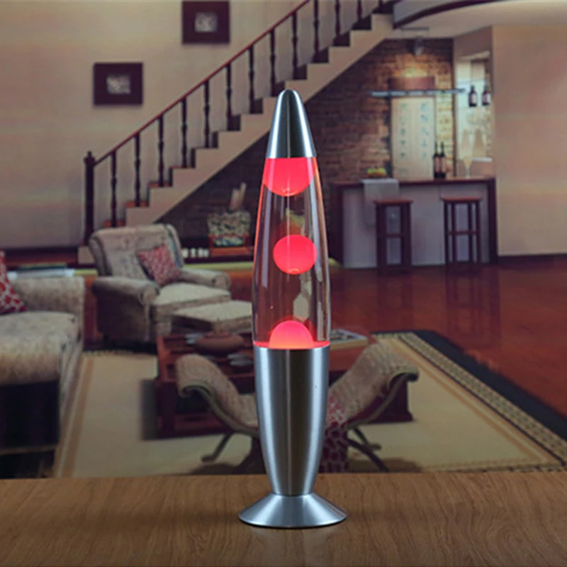 US Plug LED 110v Metal Base Lava Lamp Wax Volcano Style Night Light