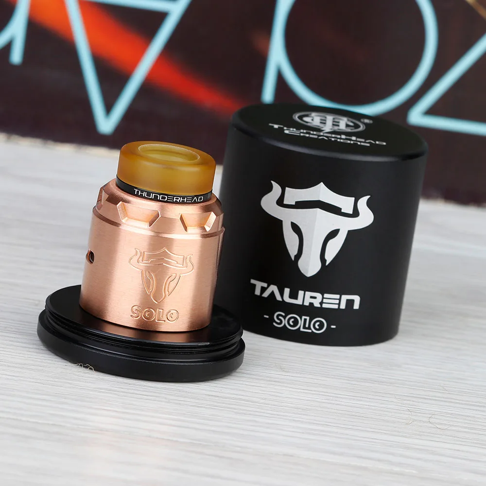 Goede Originele THC Tauren Solo RDA met 24mm Diameter   Gemakkelijk Enkele Coil Bouwen Dek   31 micro Air Gaten E  sigaret Tank VS Zeus Dual Loop