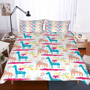 

3D Cartoon Series Giraffe Hot Bedding 2/3pcs Bedding Set full size bed set