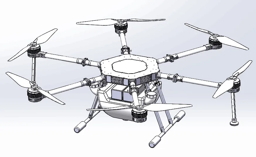 Чертеж бпла в 3д компасе Multi - Axis Agricultural Unmanned Aerial Vehicles Carbon Fiber Tripod Landing G