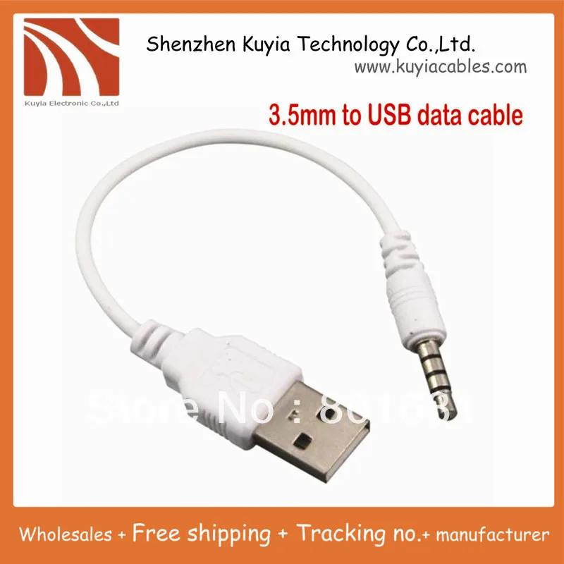 

Free shipping+3.5mm to USB data Cable USB DATA Sync Adapter Cable for iPod Shuffle 2nd Gen mp3 mp4 phone