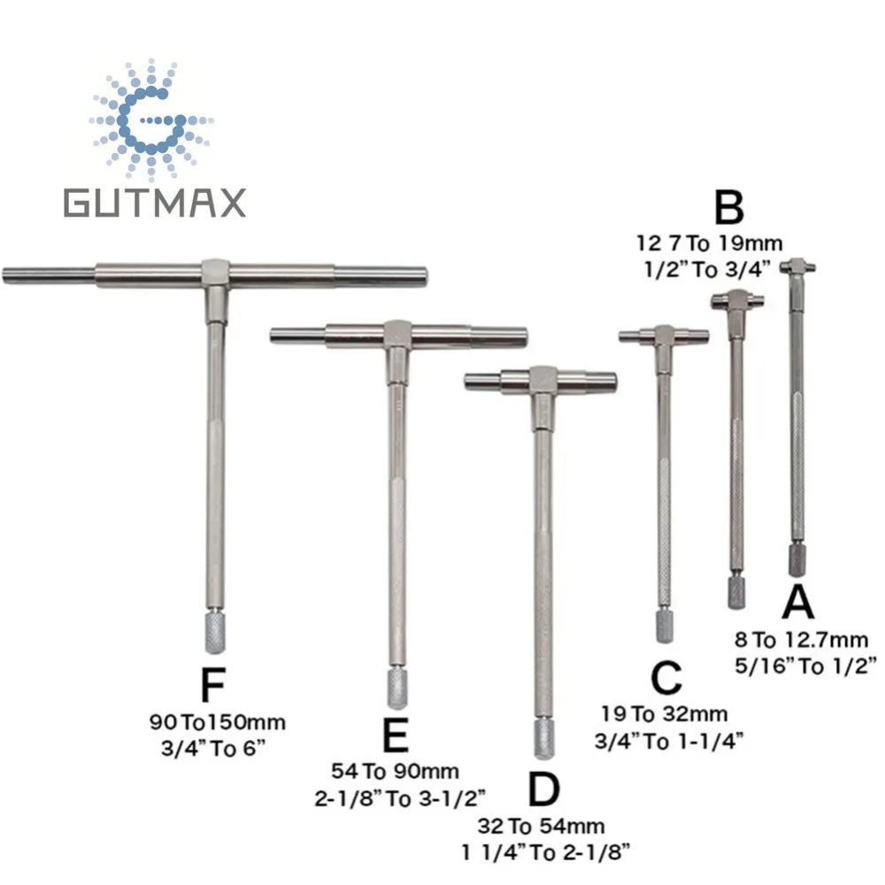 6 шт. Телескопический Калибр 8-150 мм(5/1"-6") регулируемый внутренний диаметр Калибр углеродистая сталь измерительные инструменты набор HY21
