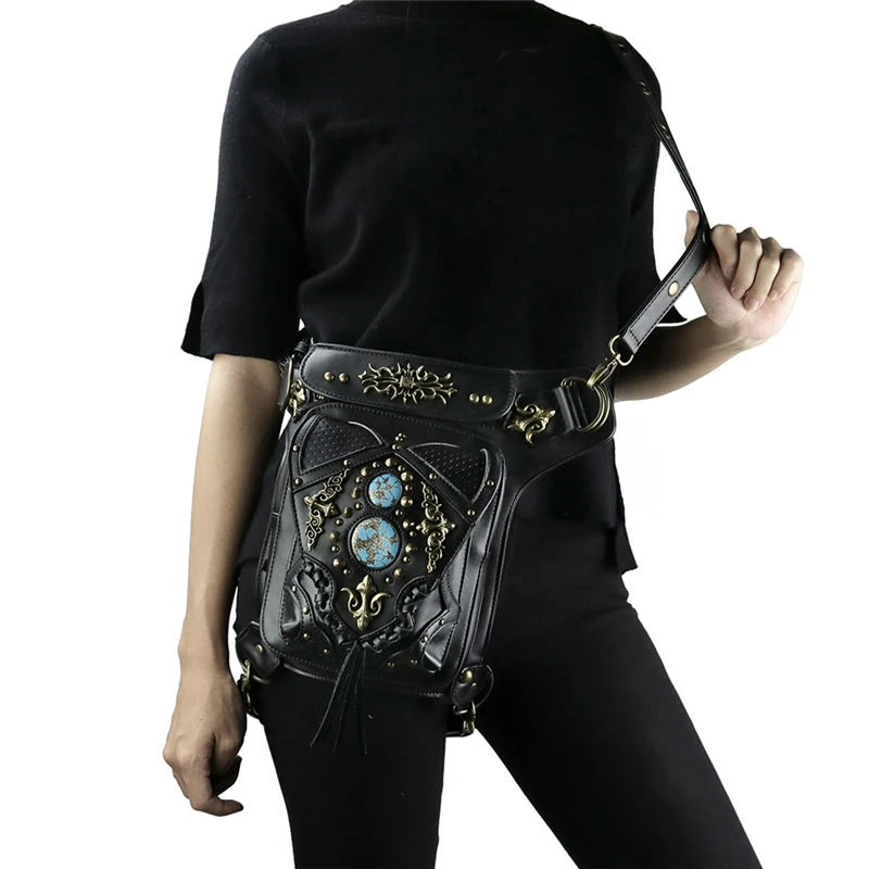 Модная Готическая сумка в стиле стимпанк с черепом в стиле ретро рок, Мужская Женская поясная сумка, сумка на плечо, чехол для телефона, винтажная кожаная сумка-мессенджер