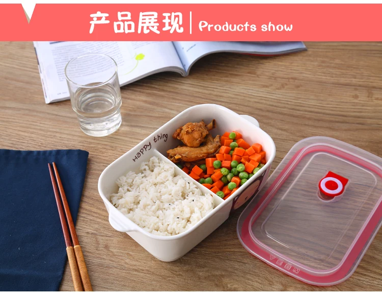 Милый мультфильм Керамика японский Коробки для обедов Procelain Bento LunchBox чаша Портативный Еда контейнер посуда Set-Z0109