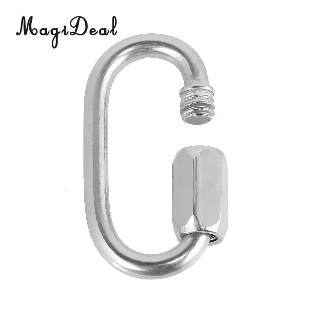 MagiDeal Safety 5mm 316 Stainless Steel Chain Quick Link Marine Grade Carabiner SWL 450KG/ 220KG for Hiking Camping Application