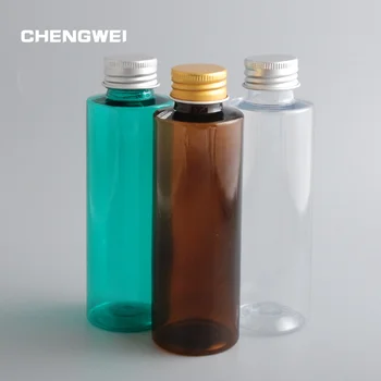 

CHENGWEI 10Pcs/Lot 120ML Portable PET Plastic Empty Bottles Silver/Gold Color Aluminum Cap Filling Liquid Cosmetic Container
