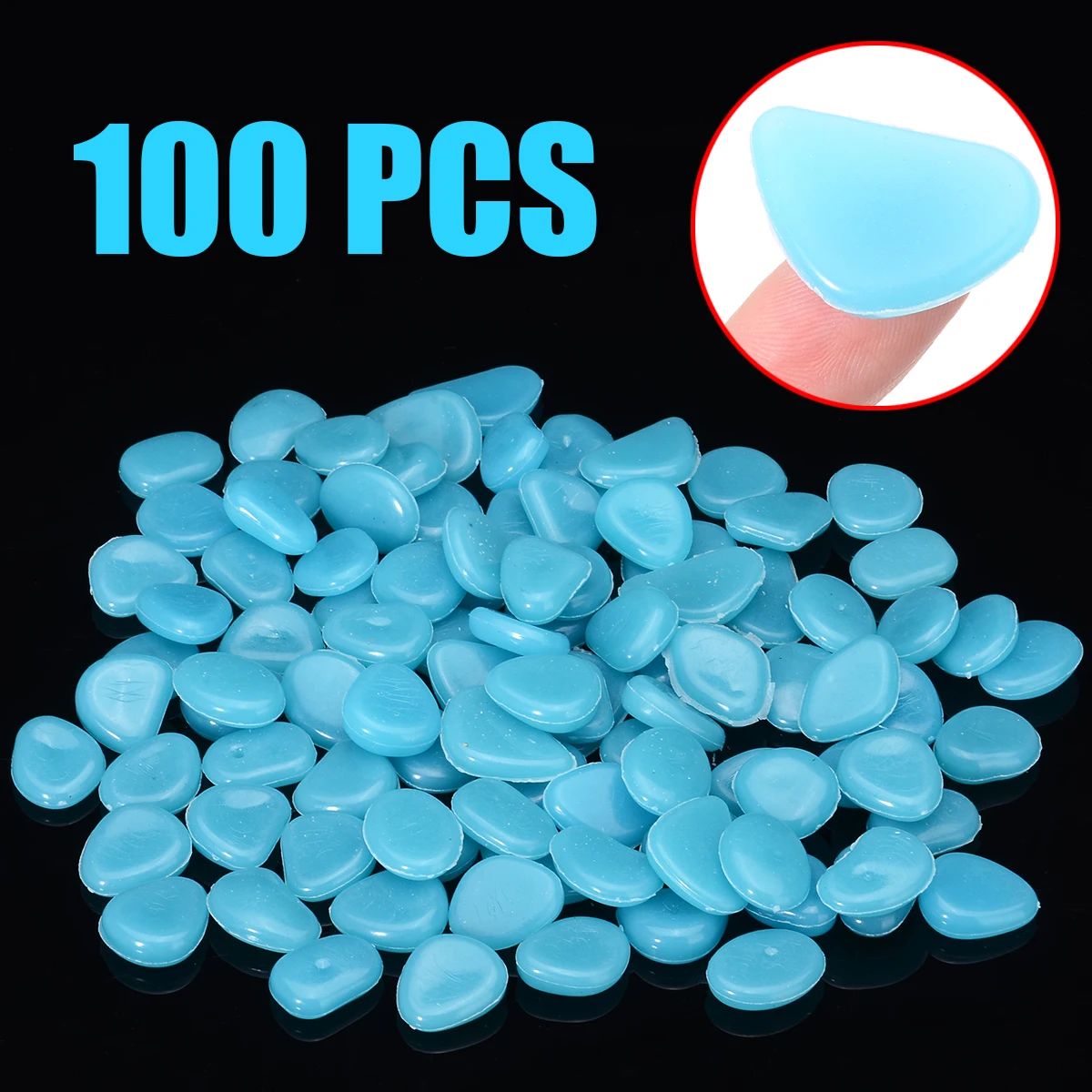 

100pcs Blue Luminous Pebble Stones Gardening Aquarium Landscaping Garden Yard Decor Artificial Glow Pebbles Stones