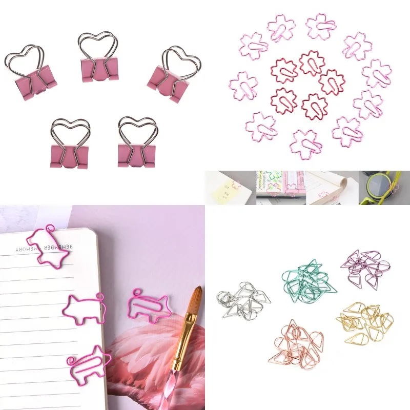 

2/4/5/10Pcs Pink Heart pig Water Drop Pig Shape Paper Clips Creative Interesting Bookmark Clip Memo Clip Paper Clips Stationery