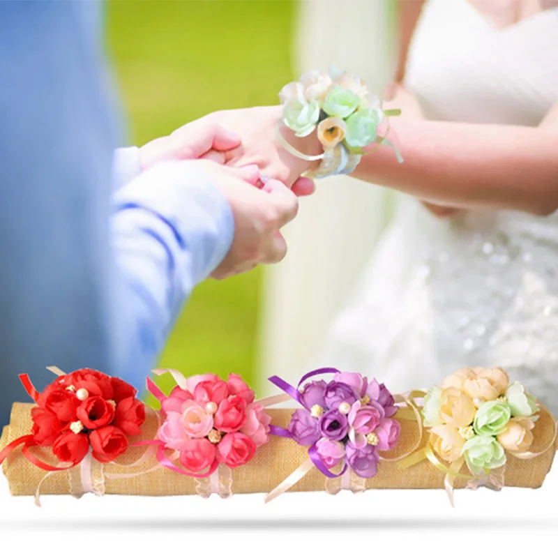 

OUDIROSE Wrist flower bridesmaid sister flower rose wrist brooch bracelet with wedding accessories bride mother simulation flowe