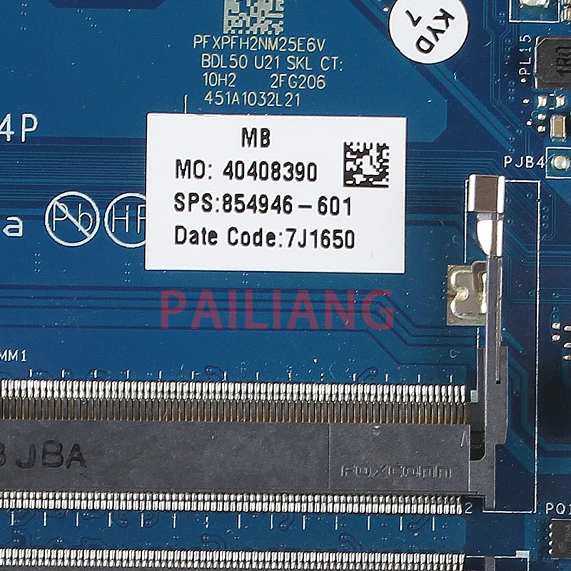 Материнская плата для ноутбука PAILIANG HP Pavilion15 AY PC системная I3 6100U 854946 601 BDL50 LA D704P