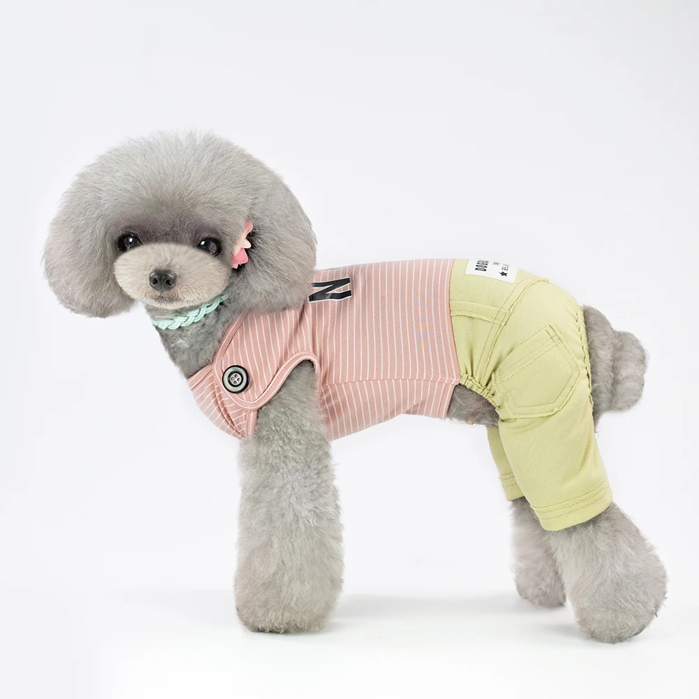 

Striped Pet Clothes Puppy Cute Pajamas Dogs Cotton Rompers Cats Jumpsuits Apparel Dog Shirt Free Ship Drop Ship