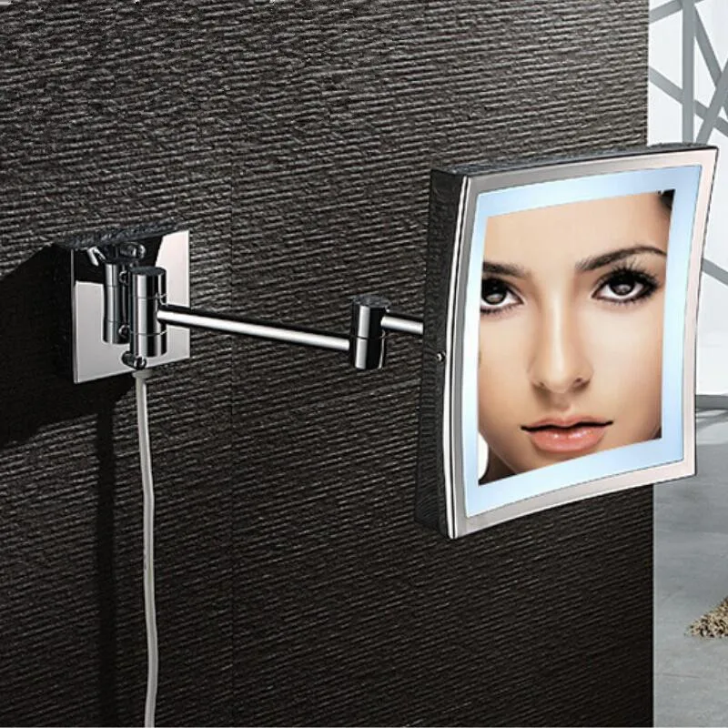 Bath Mirror Wall Mounted 8 inch Brass 3X Magnifying Dressing LED Mirror