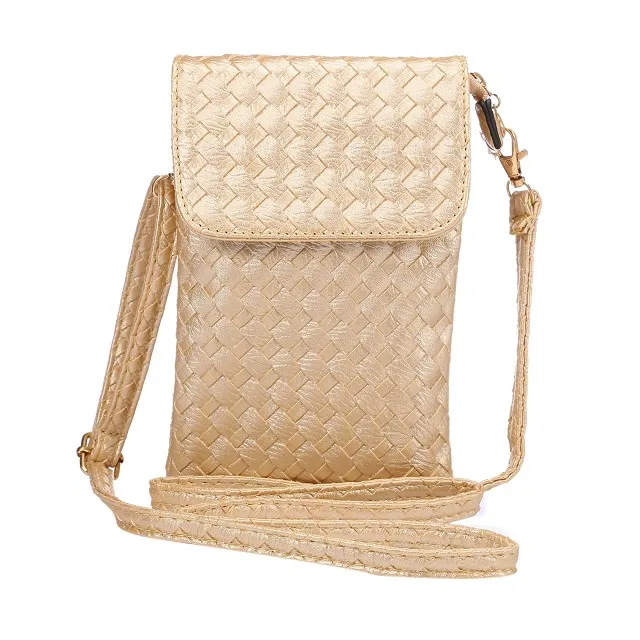 

Fashion Universal bar weave material Female Holster Bag Vertical Wallet Phone Case For All Smartphone 5.7" Below Magnetic Pouch