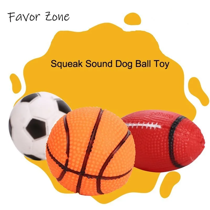 

Rubber Dog Ball Squeak Sound Interactive Dog Toy For Dogs Pet Puppy Toys Ball For Dogs Rubgby Football Basketball Pet Products
