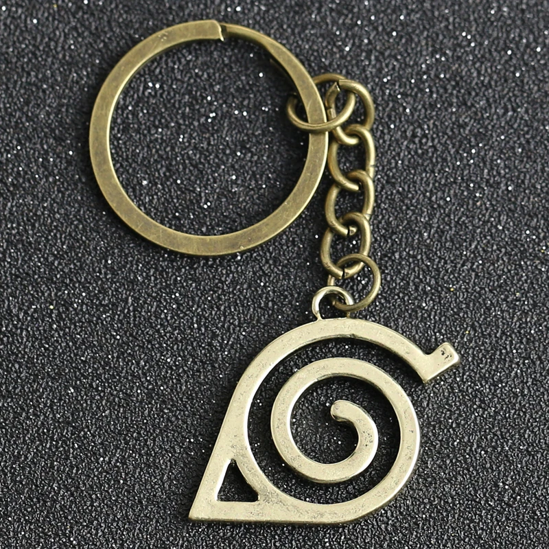 Брелок с символикой Наруто лист Коноха деревенский симбаль логотип знак ниндзя брелок для ключей кольцо мода простой аниме ювелирные изделия для мужчин