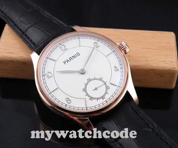 44 мм parnis белый циферблат розовый позолоченный чехол 6498 мужские часы P237