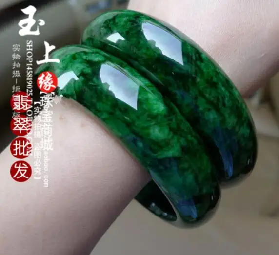 Лао Кенг жадеитовый браслет круглый бар полный зеленый нефритовый браслет Женщина Подвеска из воска жадеитовый браслет кольцо натур(сертификат доставки