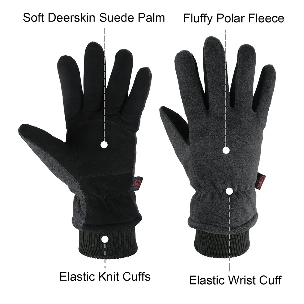  OZERO Winter Warm Men's Gloves Deerskin Work Driver Windproof TPU Security Protection Wear Safety Working For Men's Woman 9019