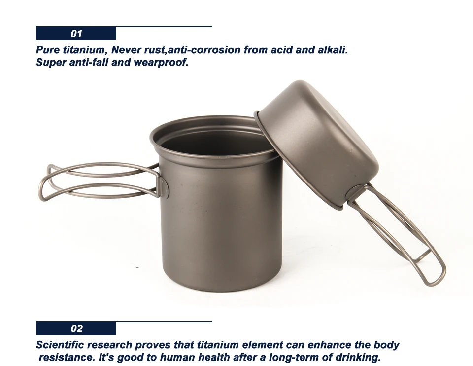 Сверхлегкая походная посуда титановая кастрюля миска со складной ручкой для пикника кухонная посуда
