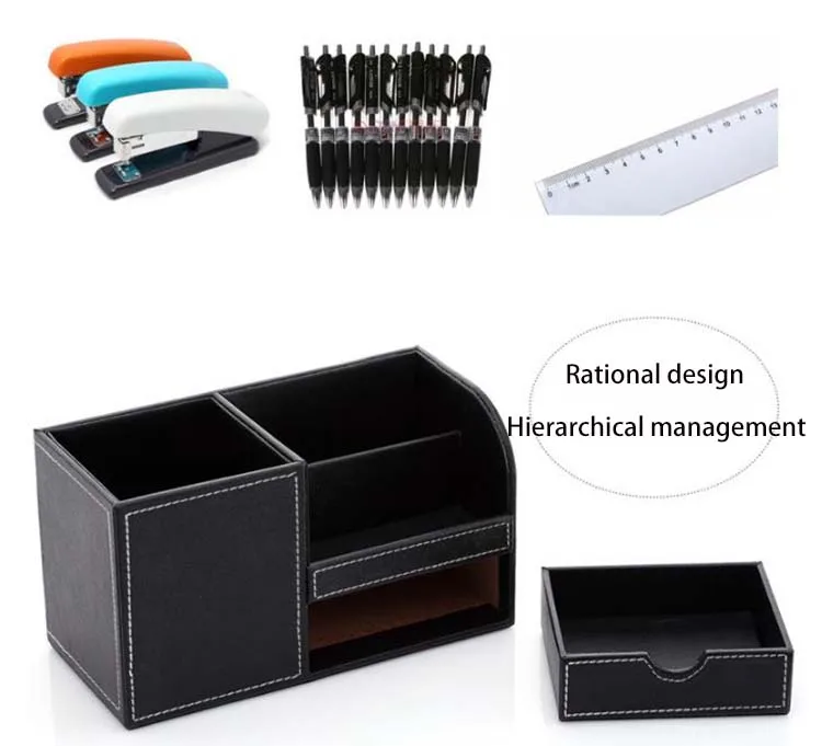 High-end Multi-function Pen Holder Pencil Ежедневник с искуствнной кожи ручка горшок подставка для хранения настольный пеналы офисные канцелярские