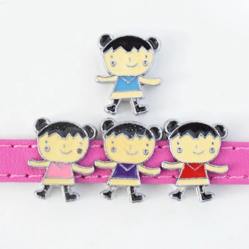 

10PCS 8mm Adorable Girls Baby Children Slide Charms Flat Beads DIY Accessories Handmade Bracelets Belt Strips Pet Name Collar