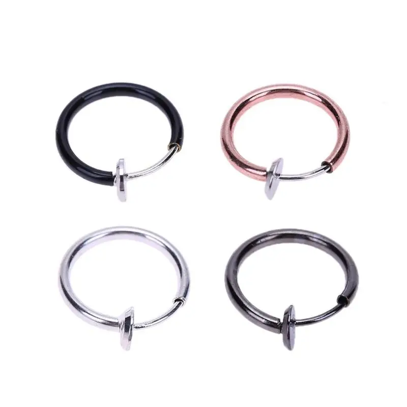 

1pcs alloy Women Invisible without Pierced Hoops Clip-on Fake Nose Lip Ring Tragus Earrings Piercing Nose