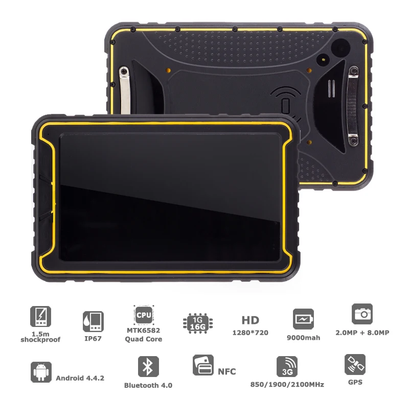  Original IP67 waterproof Rugged tablet PCs 7" mini PC with Android 4.4.2 MTK6582 quad core GPS NFC phone call GPS Bluetooth 4.0 