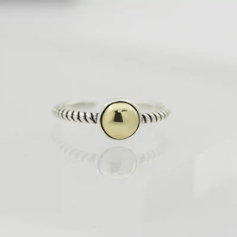 SHANICE 925 пробы серебряные Открытые Кольца круглые золотые бусины регулируемые