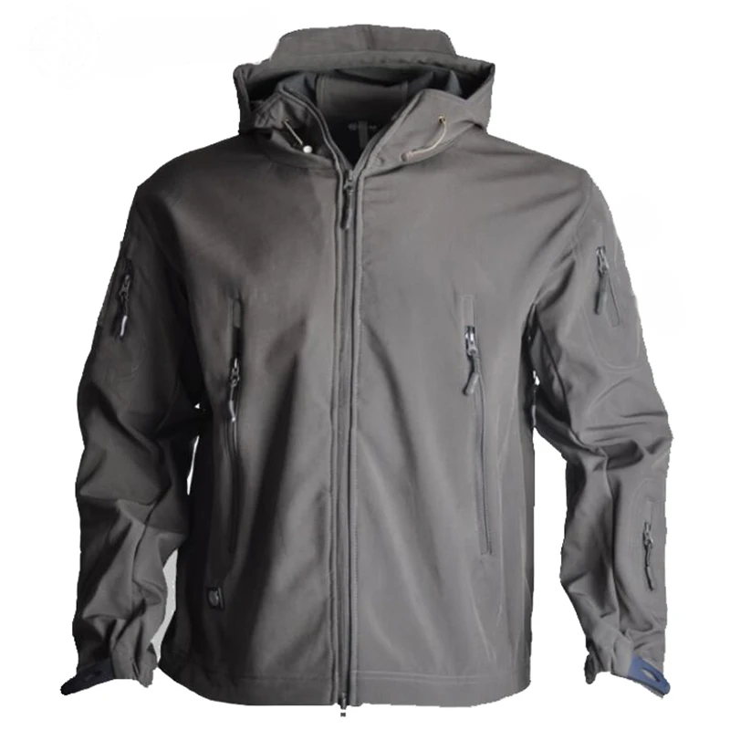 TAD SoftShell V4.0 тактическая куртка Военная камуфляжная охотничья куртка мужская водонепроницаемая куртка охотничья одежда ветровка - Цвет: Grey