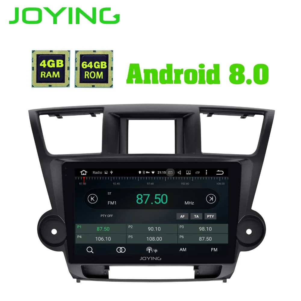 

JOYING 10.1" IPS 8 Octa core car Auto Radio audio Android 8.1 stereo multimedia for Toyota Highlander 2009-2014 with DSP CarPlay