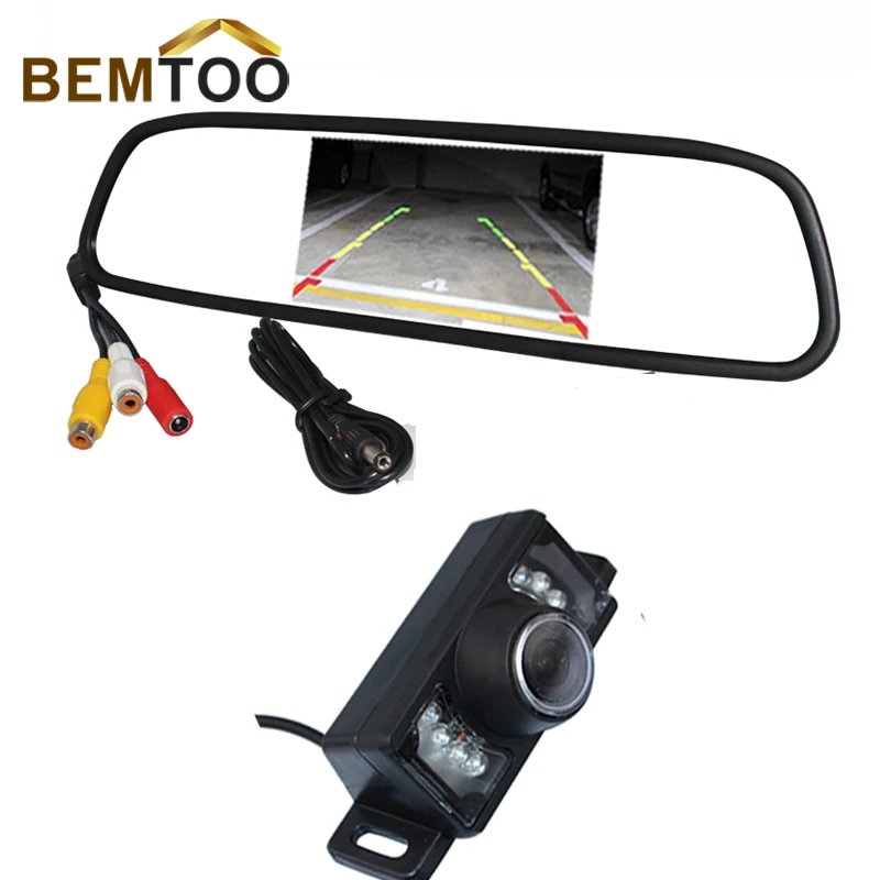  Parking Assistance System, IR Night Vision Car Rear View Camera With 4.3 inch Color LED Car Mirror Monitor 