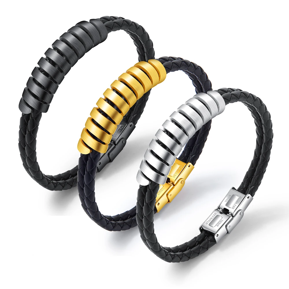 

JeeMango Personality Double Men's Bracelet Simple Creative Titanium Steel Men Bracelet Students Wrist Watch Accessories OPH1286