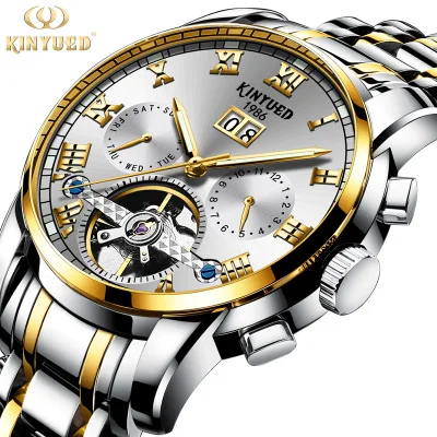 

Top Brand Mens Watches Skeleton Mechanical Automatic Watch Men Calendar Waterproof Stainless Steel Reloj Hombre