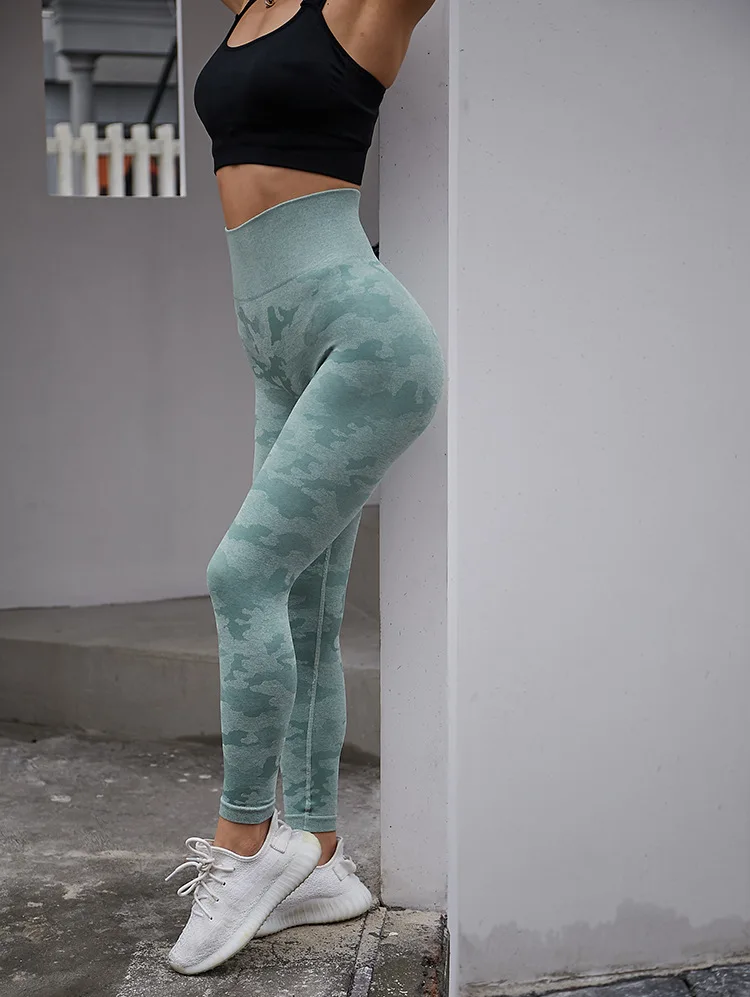 Женские камуфляжные бесшовные леггинсы контроль живота с высокой талией для йоги брюки эластичные спортивные колготки спортивные брюки леггинсы для фитнеса и бега брюки