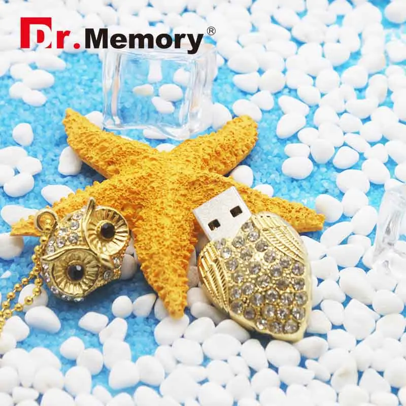 Роскошный Сова Металл USB2.0 флеш-Накопители Мультфильм USB карта памяти U диск 4 ГБ 8 ГБ 16 ГБ 32 ГБ флеш-накопитель с кристаллами персонализированный флэш-накопитель