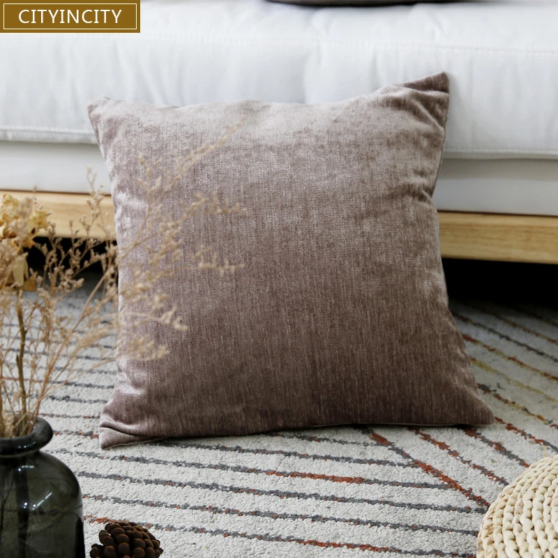 CITYINCITY Chenille solid Cushion Cover soft Pillow Case modern decorative Pillow cover For sofa bed car seat 45x45 50x50