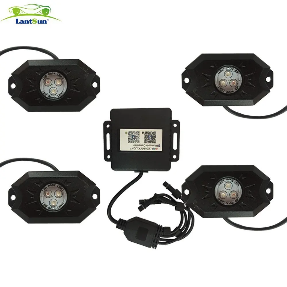 

LED RGB Rock Lights Remote Control by Mobile App with 4 Pcs LED lights J140