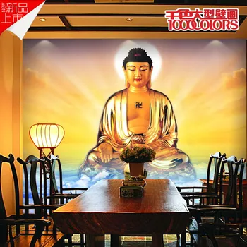 

Custom 3d mural custom 3D classical Golden Buddha mural wallpaper living room restaurant bedroom temple corridor wallpaper