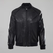 Заводская мужская куртка из натуральной кожи, черная овчина, короткая куртка-бомбер, байкерские куртки, зимние пальто