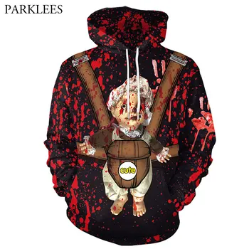 

Halloween Bloody Doll Print Hooded Sweatshirt Men Women 2018 Funny 3D Hoodies Sweatshirts Men Hip Hop Hoodie Tracksuit Outwear