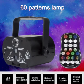 

2019 Mini DJ disco light 60 Patterns Disco Party lights Stage Lighting for Wedding Birthday Charging / USB Type